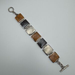 Vintage Retired Silpada Sterling Silver 925 Chunky Multi Gemstone Bracelet
